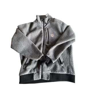 Carhartt Gray Sherpa Fleece Jacket Women’s Medium Full Zip
